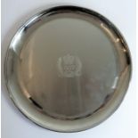 A white-metal dish produced to commemorate the 1977 Silver Jubilee; marks to underside border (