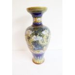 A large Royal Doulton Lambethware vase (33cm high)