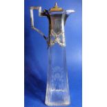 A circa 1900 bachelor's claret jug with silver-plated mounts marked WMF (26cm high, the base