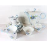 A good mid-20th century four-place coffee service by Shelley; comprising coffee pot, sugar bowl,