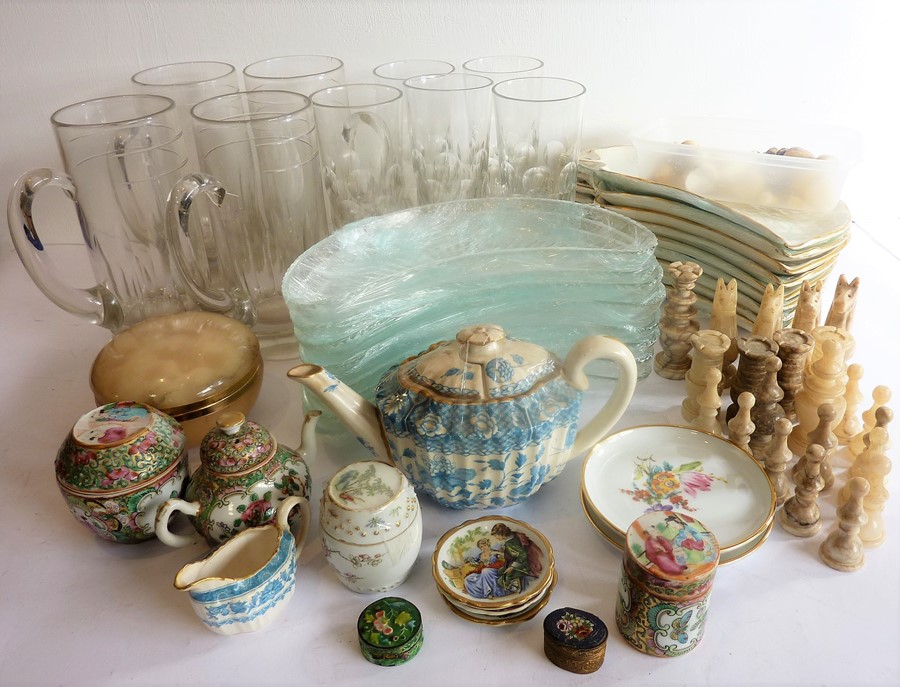 Assorted ceramics and glassware to include early 20th century hand-decorated Chinese Canton wares