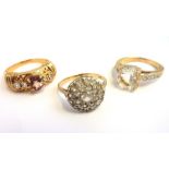 Three 9-carat gold stone-set rings (10.35g)  (The cost of UK postage via Royal Mail Special Delivery