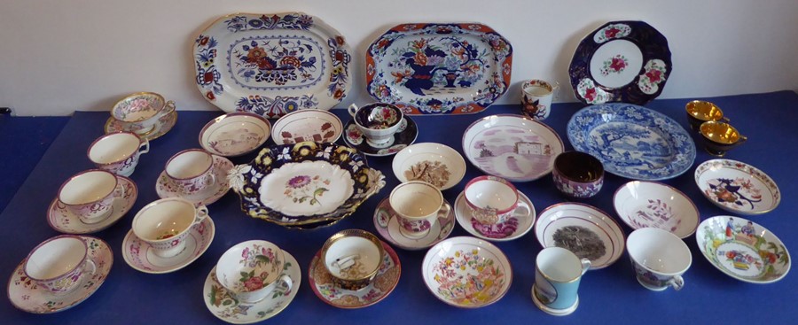 A selection of mostly early to mid-19th century ceramics: a mid-19th century Mason's Ironstone