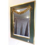 A parcel gilt-framed wall-hanging looking glass having neo-Classical-style swag tie with ribbon to