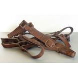 Two Shire horse size leather head collars