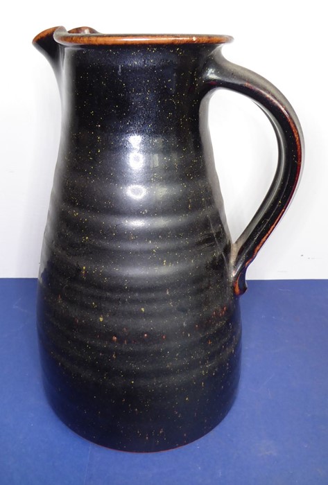 Seven studio and other stonewares: three large jugs, the tallest (31cm) by Ivan Martin at Cricklade; - Image 10 of 19