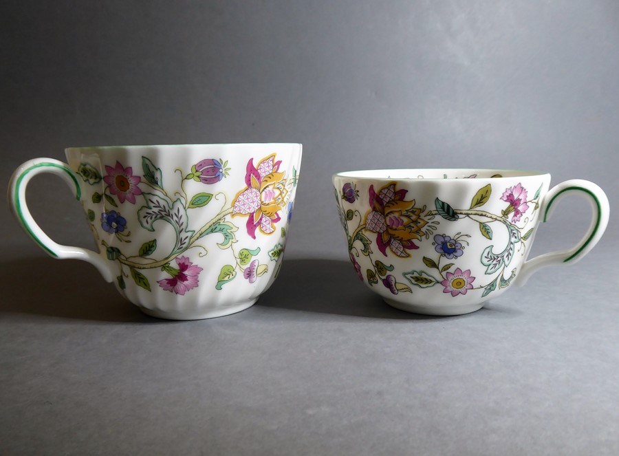A Minton 'Haddon Hall' part tea service to include cups, saucers, teapot, coffee pot and lidded - Image 6 of 6