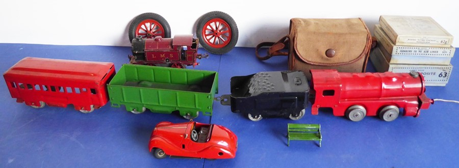 A good selection of mostly tinplate models; to include engines, tenders, a Shuco Examico 4001