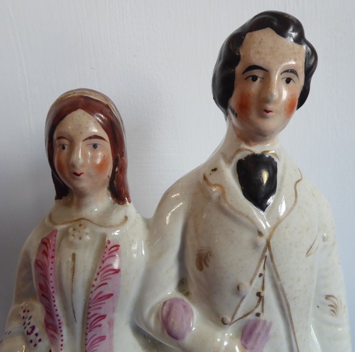 A circa 1862 Victorian Staffordshire pottery figure, 'Prince & Princess'; Alexandra of Denmark and - Image 2 of 12