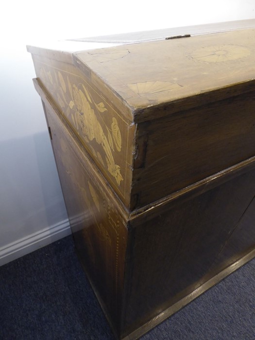 A fine 19th century walnut and marquetry maître d's desk; the sloping fall with tooled leather inset - Image 8 of 13