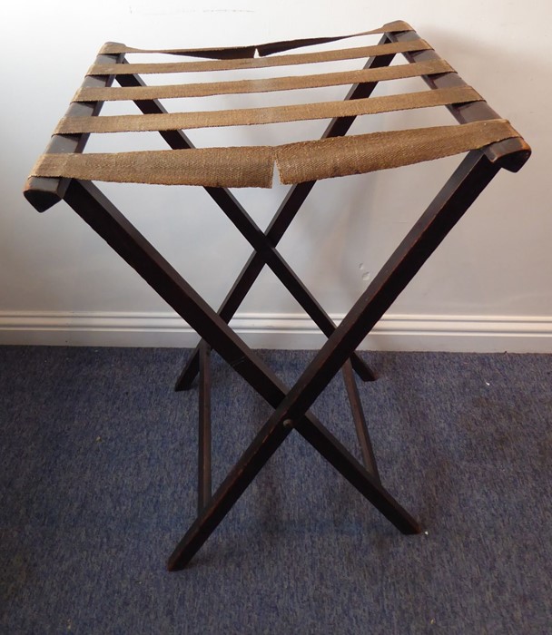 A 19th century three-handled mahogany butler's tray on stand; the folding x-frame stand with two - Image 13 of 15