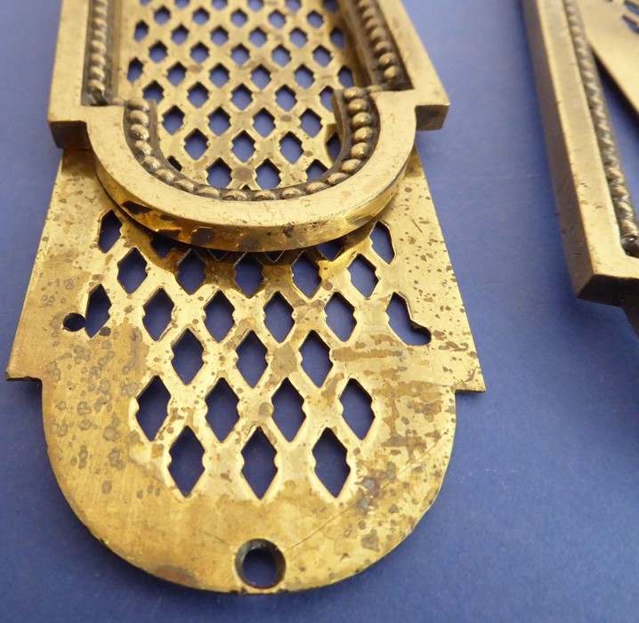 Three late 19th/early 20th century brass doorplates; each with handle apertures and two with lock - Image 6 of 7