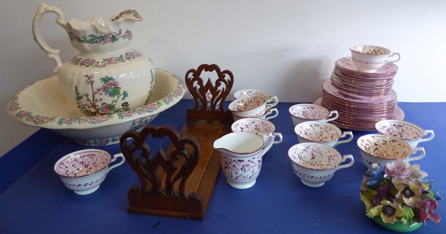 A mixed ceramics group to include a mid-19th century Sunderland lustre part tea service, a black - Image 11 of 35