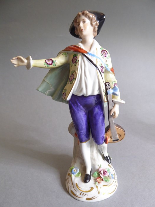 A pair of early 20th century figures: the male with outstretched right arm and lute-like instrument, - Image 2 of 26