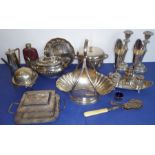 A good selection of mostly late 19th and early 20th century silver plate; to include a spherical
