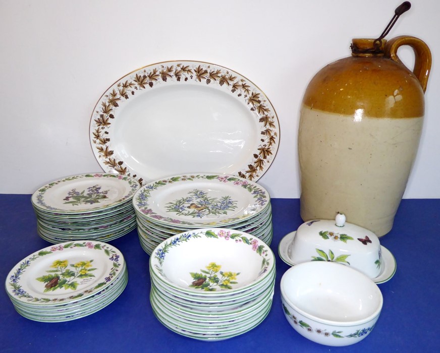 A 34-piece Royal Worcester part dinner service in the 'Worcester Herbs' pattern: 10 x 10" dinner