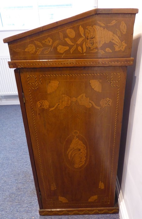 A fine 19th century walnut and marquetry maître d's desk; the sloping fall with tooled leather inset - Image 6 of 13