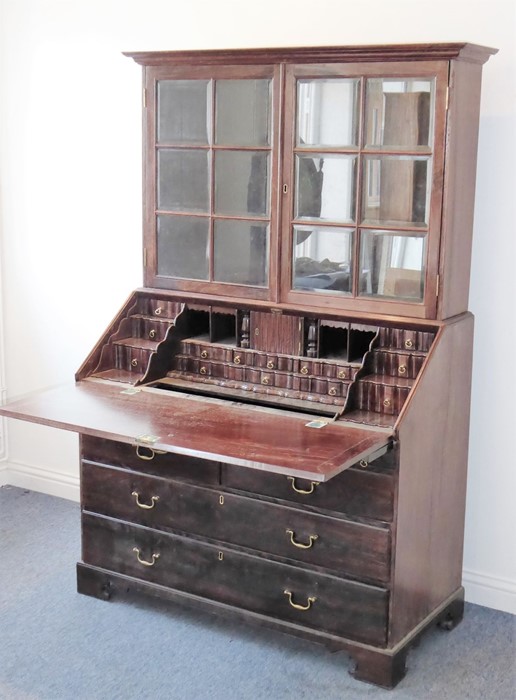 A very well-made 18th century style (later) Anglo-Indian rosewood bureau cabinet; the outset cornice - Image 10 of 10