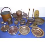 An interesting selection of mostly copperware and silver plate; to include a pair of early 19th