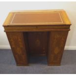 A fine 19th century walnut and marquetry maître d's desk; the sloping fall with tooled leather inset