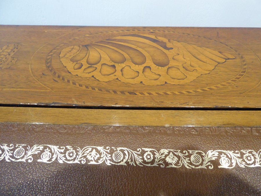 A fine 19th century walnut and marquetry maître d's desk; the sloping fall with tooled leather inset - Image 10 of 13