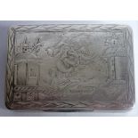 A 19th century Russian white-metal snuff box; marked for Moscow (rubbed) (possibly I Kaltykov),