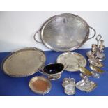 A selection of silver plate; to include a late 19th century oval two-handled serving tray