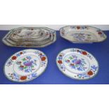 A matching set of seven circa 1830s Copeland & Garrett (late Spode) platters and two accompanying