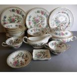 A quantity of Pembroke dinner wares in the (reproduced) 18th century Aynsley design: to include