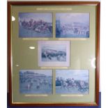 A five-picture montage of colour prints relating to the 1991 Grand National; five various artists,