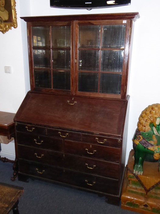 A very well-made 18th century style (later) Anglo-Indian rosewood bureau cabinet; the outset cornice - Image 2 of 10