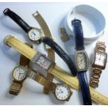 A good selection of lady's dress wristwatches including Rotary and a silver-cased example,