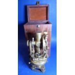 A good, solid and heavy reproduction brass microscope together with spirit levels, compasses and