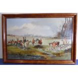S HENRY ALKEN; an oil on canvas foxhunting scene, written in pencil on the upper frame 'Re-lined and