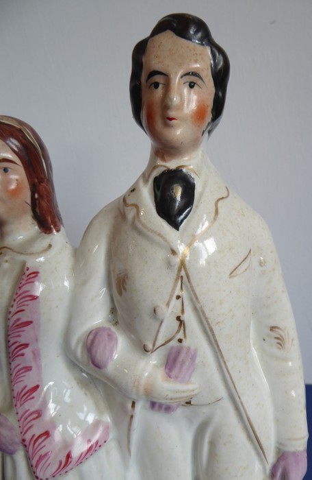 A circa 1862 Victorian Staffordshire pottery figure, 'Prince & Princess'; Alexandra of Denmark and - Image 11 of 12