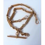 A Victorian 9-carat gold double Albert chain with fancy links, length approx. 36cm (22g) (The cost