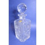 A very fine and heavy hand-cut Czechoslovakian lead crystal (24%) spirit decanter and stopper (