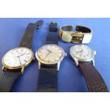 Three gentleman's and one lady's wristwatch; a Tissot '1853' with white dial, Roman numerals and