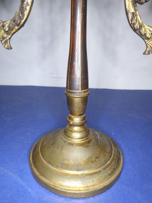 A 19th century gilt-metal and cut-glass two-branch candelabra; hanging hand-cut faceted lustres ( - Image 3 of 11