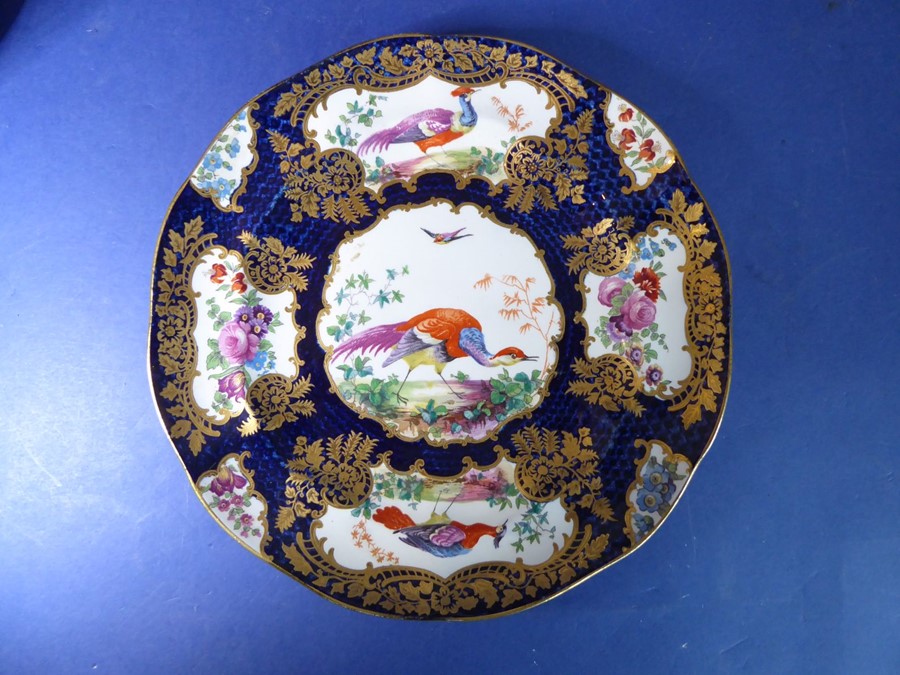 A 19th century Worcester-style part dessert service; comprising eleven plates, two square dishes, - Image 12 of 21