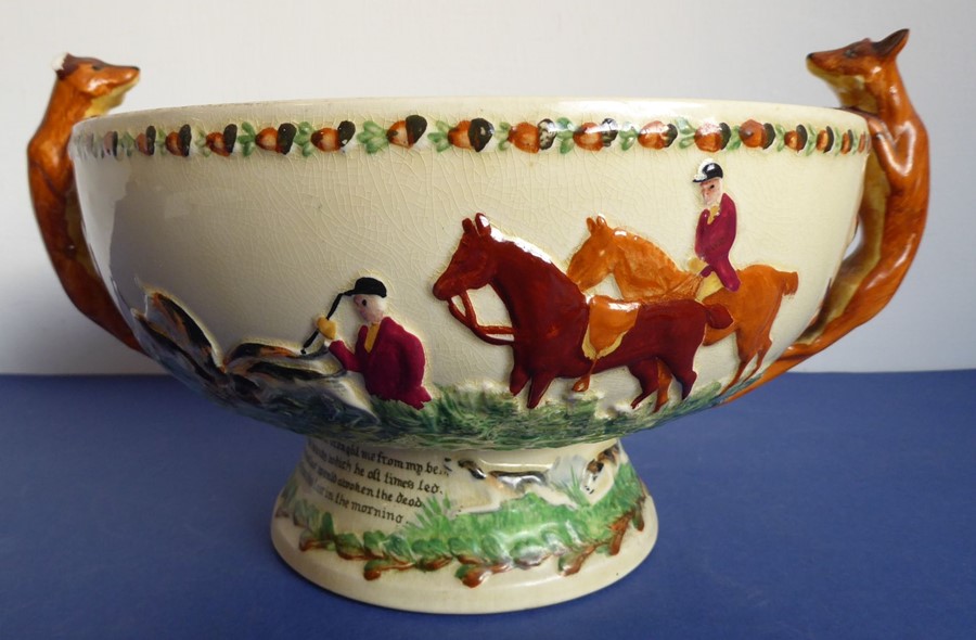 A Crown Devon (Fieldings) two-handled salad bowl; the handles as foxes (one with ear away) and - Image 3 of 15