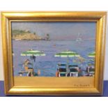 KEN HOWARD (b. 1932), an oil on artist's board beach scene study, signed Ken Howard lower right, a