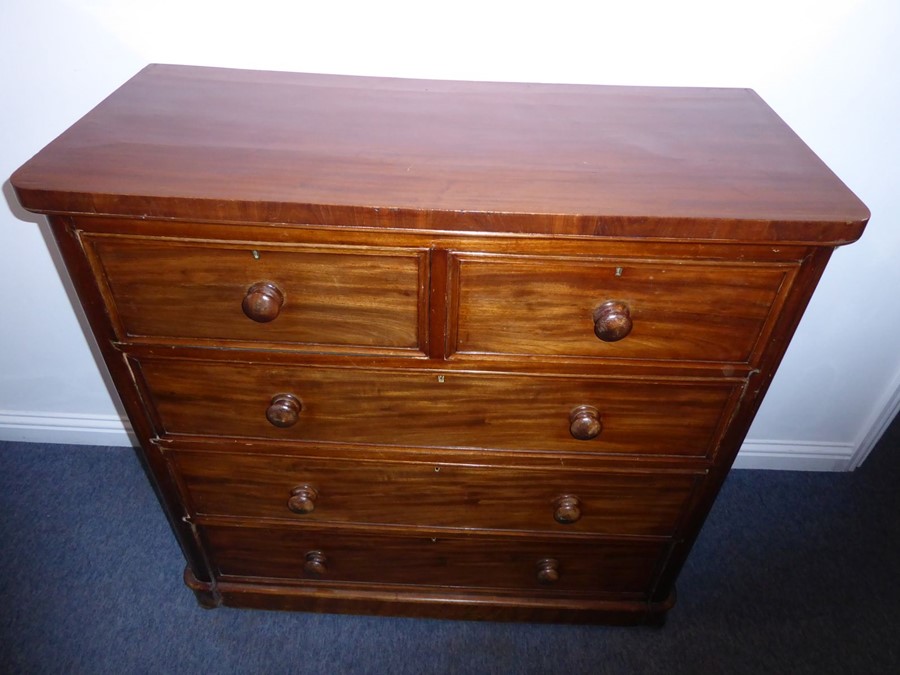 A 19th mahogany chest of large proportions; two half-width over three full-width graduated drawers - Image 5 of 10