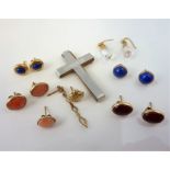 A selection of earrings etc. for pierced ears including some 9-carat yellow-gold examples (The