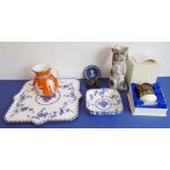 A selection of ceramics to include an unusual 19th century Staffordshire Potteries jug modelled as a