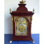 A late 19th century Spanish mahogany-cased bracket clock; the movement striking on two gongs with