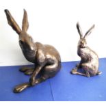 Two Frith Sculpture hares: 'The Yorkshire Hare' (34.5cm high to tip of ears) and 'Howard Hare' (2)