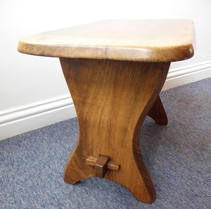 Two shaped elm-topped occasional tables; each with shaped uprights and tusked tenons - Image 5 of 7