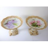 A pair of early 20th century fine Royal Copenhagen porcelain comports; each with reticulated