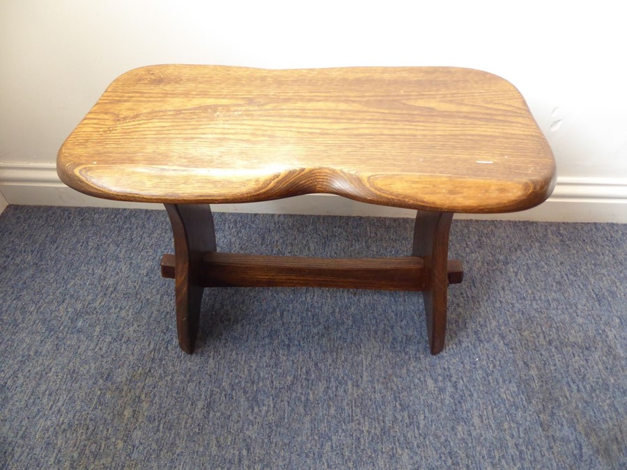 Two shaped elm-topped occasional tables; each with shaped uprights and tusked tenons - Image 2 of 7